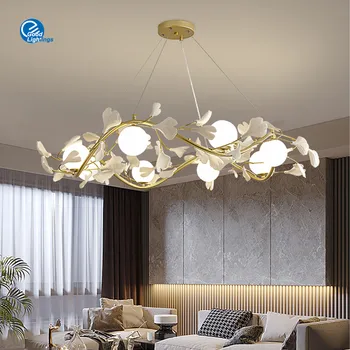 Подвесной светильник в скандинавском стиле, роскошная люстра для гостиной, современная романтическая лампа для спальни в виде лепестка, лампа внутреннего освещения в комплекте