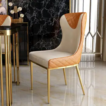 Популярные коммерческие обеденные стулья Современный минималистичный дом, ресторан в скандинавском стиле, позолоченные стулья, домашний табурет со спинкой для отдыха