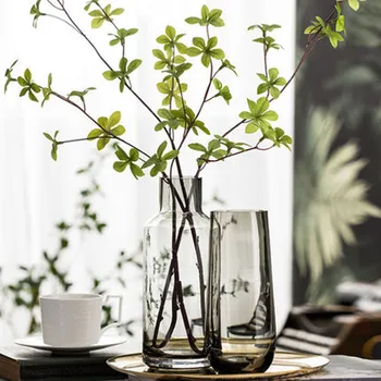 Постмодернистская минималистская ваза на столешнице, обеденный стол в гостиной, легкая роскошная стеклянная ваза, прозрачная вода, цветочная композиция