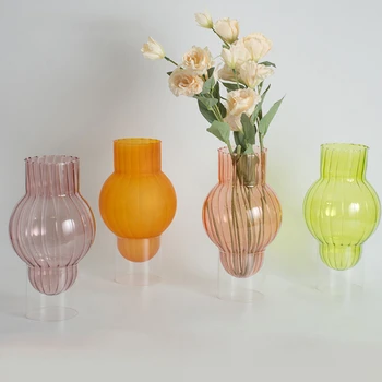 Прозрачная стеклянная ваза, роскошное украшение для гостиной, контейнер с цветочным декором большого диаметра, идеальный подарок на День Святого Валентина