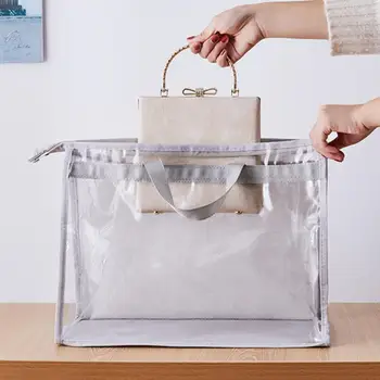 Пыленепроницаемая прозрачная сумка для хранения, органайзер, подвесная сумочка на молнии, сумки для хранения большой емкости