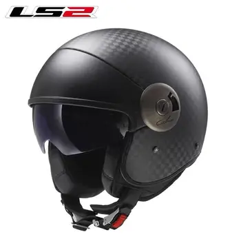 Ретро-мотоциклетный шлем из углеродного волокна LS2 OF597, 3/4 Полушлема, мотоциклетный шлем four seasons, casque moto ECE