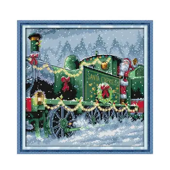 Рождественский поезд набор для вышивания крестиком aida 14ct 11ct количество принтов холст стежки вышивка DIY рукоделие ручной работы