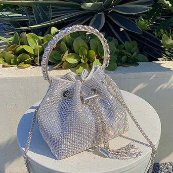 Роскошная бриллиантовая сумка ручной работы, новинка 2023 года, женская сумка с кисточками, сверкающая бриллиантами, сумка через плечо, сумка для вечерней вечеринки
