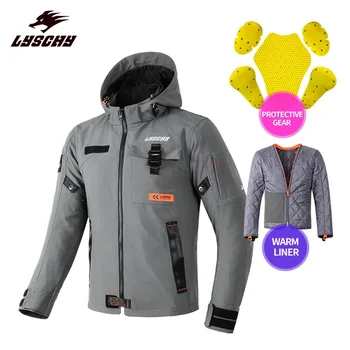 Роскошная зимняя мотоциклетная куртка, Ветрозащитное водонепроницаемое пальто для велоспорта, мужская одежда для мотокросса, гоночная куртка С теплой подкладкой, Съемные накладки