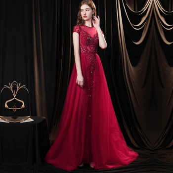 Роскошное красное вечернее платье Дубай, блестящий горный хрусталь, кепка с рукавом, вечернее платье, конкурсные платья, Robe De Soiree