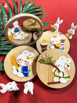 Роспись перегородчатой эмалью, мультяшное бамбуковое зеркало Диаметром 9 см, проволочная упаковка для поделок, детские праздничные подарки ручной работы