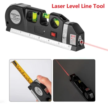 Рулетка с лазерным нивелиром Линейный инструмент Многофункциональный Инфракрасный Лазерный уровень 4 дюйма 1 Поперечный Лазерный инструмент для измерения деревообработки