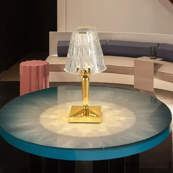 Светодиодная настольная лампа с кристаллами для украшения дома, пластиковый маленький ночник, гальванический сенсорный светильник