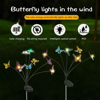Светодиодный Садовый солнечный светильник, меняющий цвет, наружный Водонепроницаемый солнечный светодиод-бабочка для украшения сада, дорожка, Газон, ландшафтный светильник