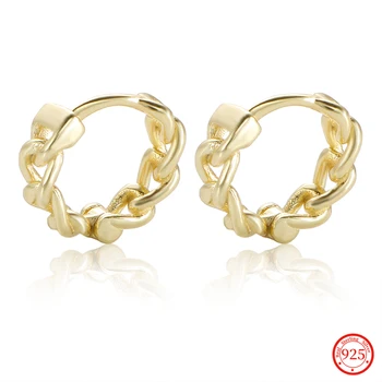 Серьги-кольца из стерлингового серебра 925 пробы с витыми кольцами для женщин, модные украшения для ушей для девочек