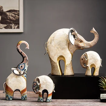 Скульптура в индийском стиле, животное из смолы, современные статуи слонов, украшения для рабочего стола, украшения для дома, Статуэтка Декоративная