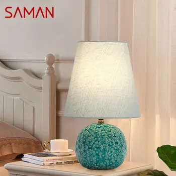 Современная настольная лампа SAMAN, светодиодная креативная керамическая лампа с диммером, настольная лампа для дома, Гостиная, Прикроватный декор для спальни