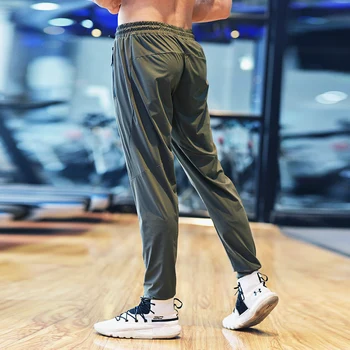 Тонкие Тренировочные спортивные брюки Slim Fit, Быстросохнущие удобные джоггеры Для бега трусцой, Мужские Длинные брюки для бега, спортивные брюки для фитнеса, карман на молнии