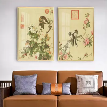 Традиционная китайская живопись Отпечатки на холсте Домашний декор Цветы Пейзажи Абстрактное искусство Птицы на дереве