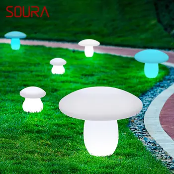 Уличные грибные газонные лампы SOURA с дистанционным управлением, белые солнечные, 16 цветов, водонепроницаемые IP65 для украшения сада