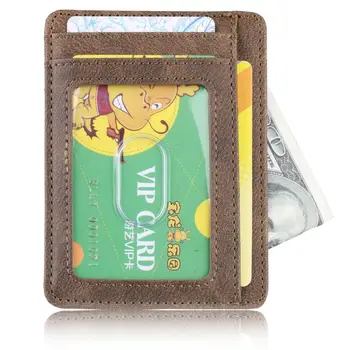 Ультратонкий RFID-блокирующий минималистичный бумажник, чехол для визитных карточек, супертонкие мужские кожаные банковские удостоверения личности, держатели кредитных карт.
