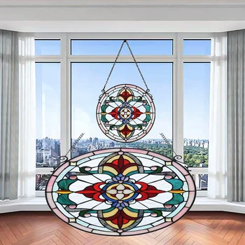 Цветочные витражи, оконные драпировки в викторианском стиле от Тиффани ручной работы для церкви, домашнего декора окон.