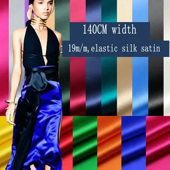 эластичная шелковая атласная ткань шириной 19 м /140 см для шелкового платья Цвет шелковой одежды 30-42#