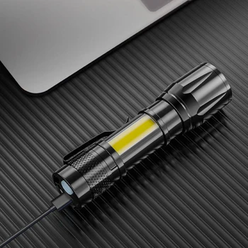 USB Перезаряжаемый фонарик со встроенным аккумулятором, пластиковый домашний ночной фонарь.